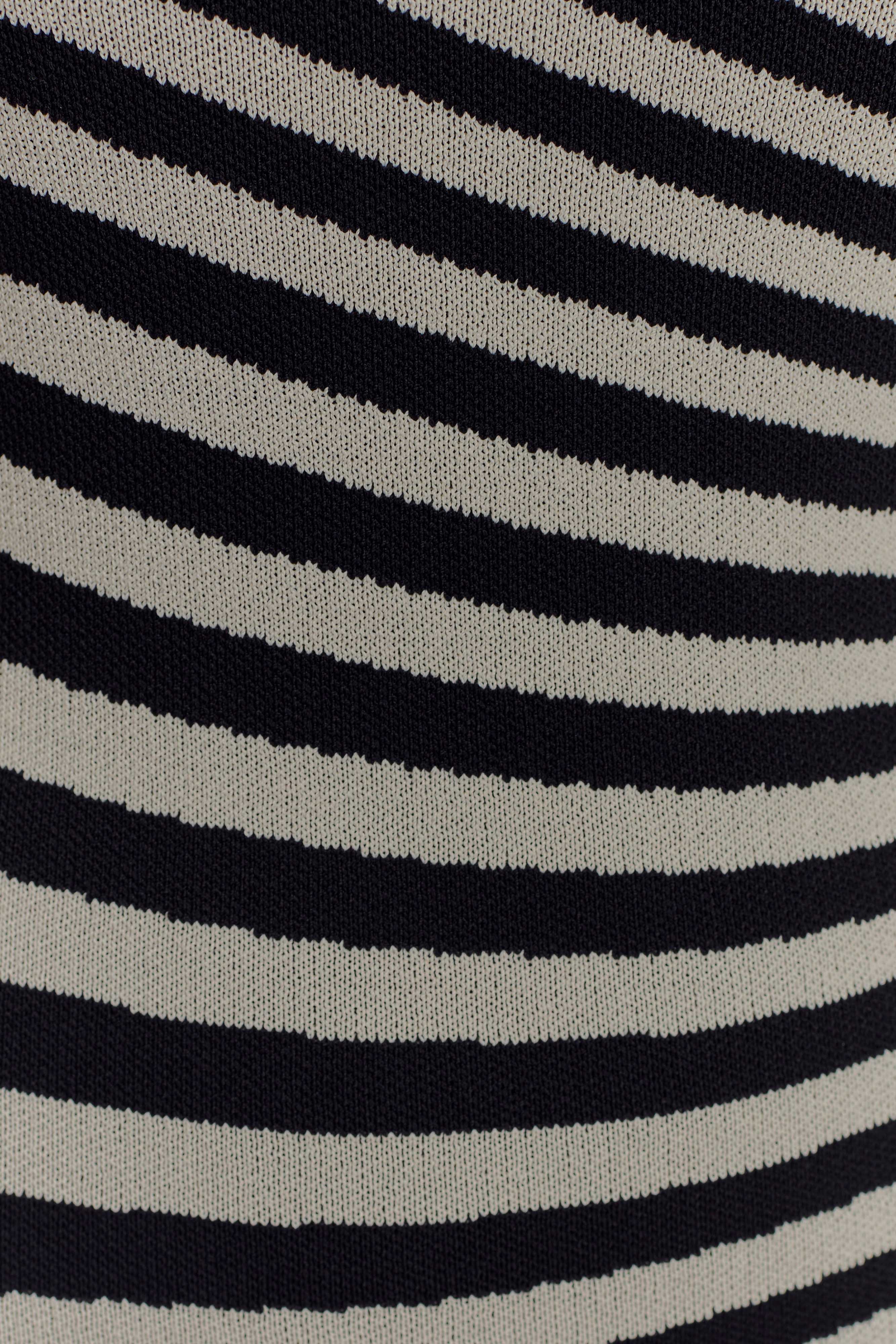 Raven Striped Knit Midi Dress - Black/White